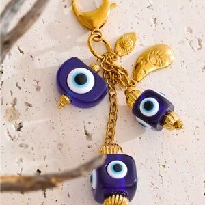18k Gold Plate Evil Eye Keychain